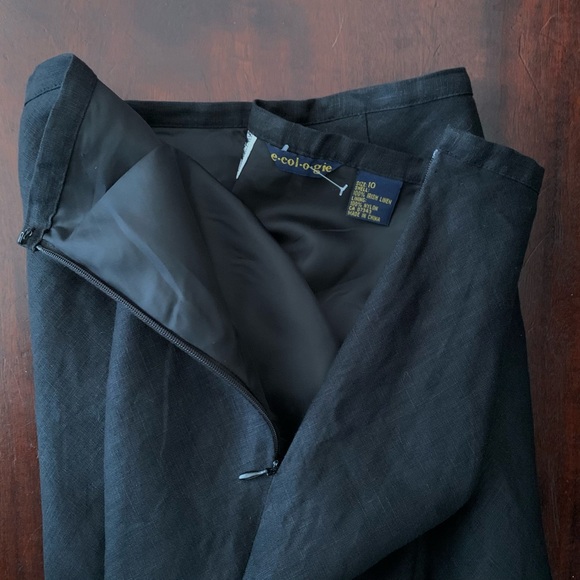 E-col-o-gie Irish Linen Floral Embroidered Black Skirt, Size 10 - Picture 11 of 14